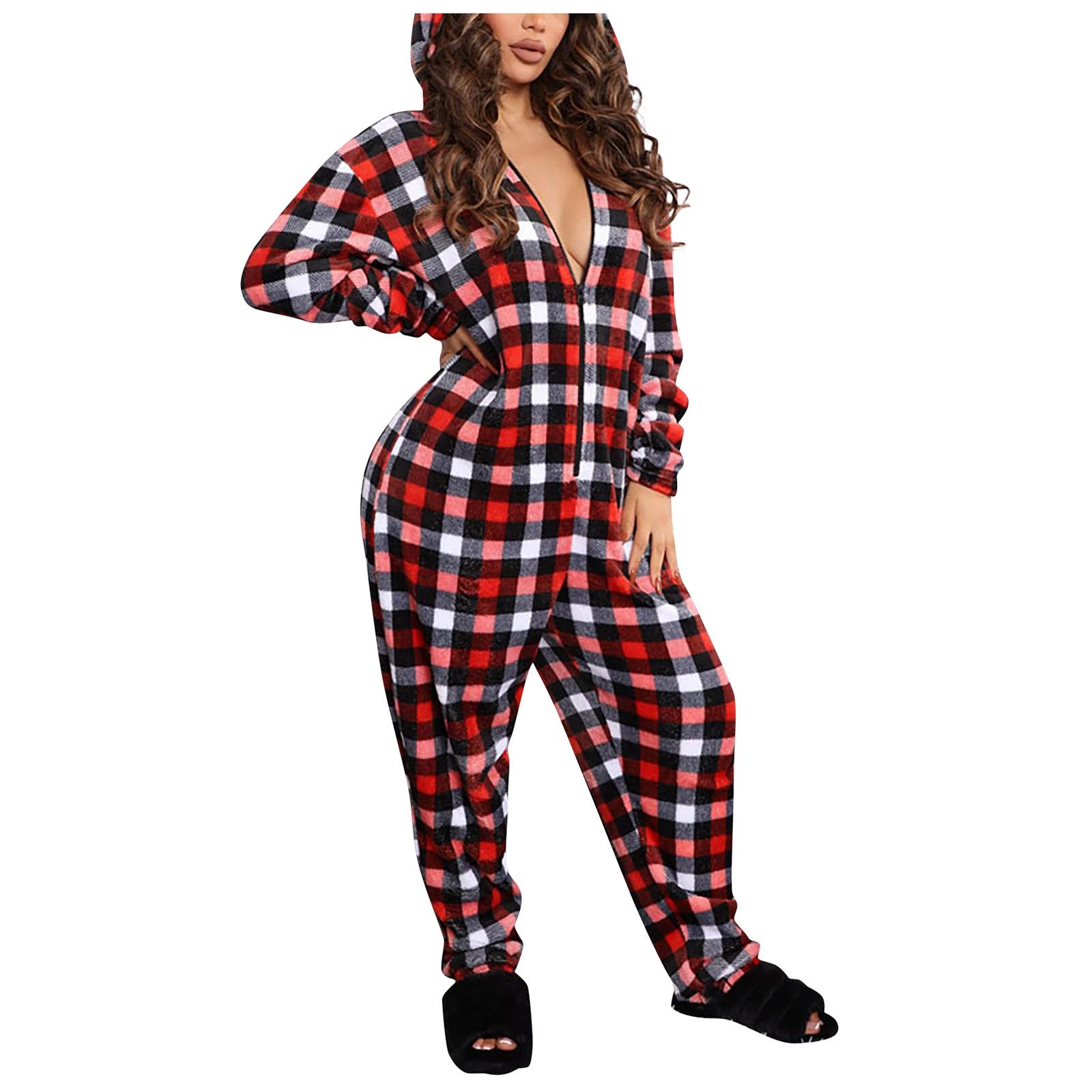 

Женский модный плюшевый комбинезон с длинным рукавом и принтом, теплый домашний комбинезон с ушками M красный