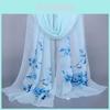 Elegant Women Flowers Printed Long Soft Chiffon Scarf Wrap Shawl For All Seasons