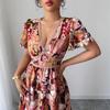 High-end Simple Style Printed Lace-trimmed Dress for Women's Spring and Summer