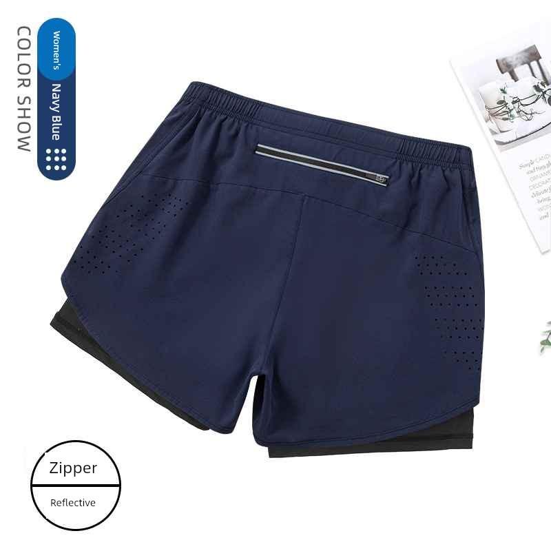 Men's Running Shorts Professional Marathon Track and Field Three-Quarter Length Quick-Dry Inner Lining Pants Sports Two-In-One Design with Phone