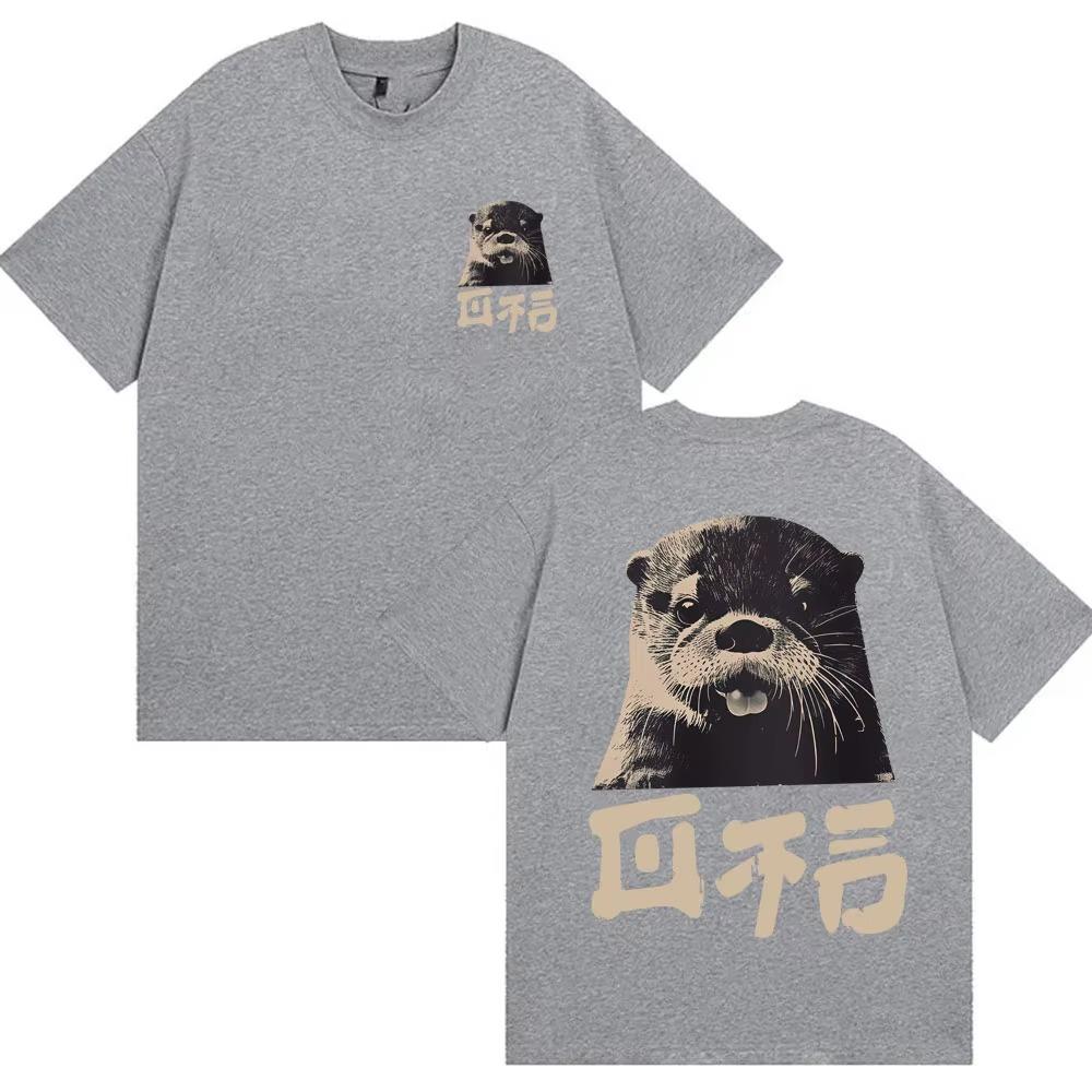 Japanese Style Funny Cute Otter Meme Graphic T Shirts Men Women Fashion Vintage Cute T Shirts Loose ONeck Cotton Casual Tshirt