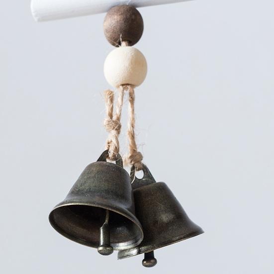 Beach Ocean Starfish Hanging Decoration with Bell Farmhouse Rustic Wooden Sailboat Shell Ornament Summer Nautical Coastal Wind Chime Pendant