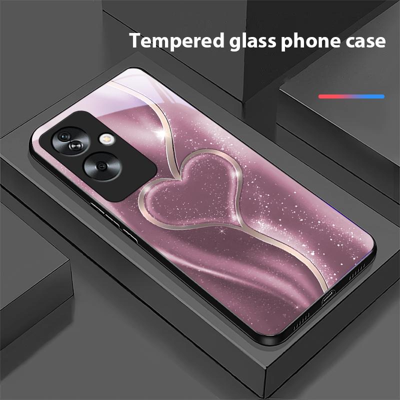 Aşamalı Sevgi Büyük Oppo A79 5G 58 78 74 60 4G Reno 11F Realme GT 6 11 Note 50 10 C55 X2 Temperli Cam Siyah Telefon Kılıfı