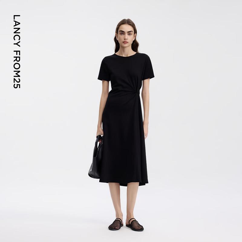 LANGZI Twisted Knot Draped Midi Dress