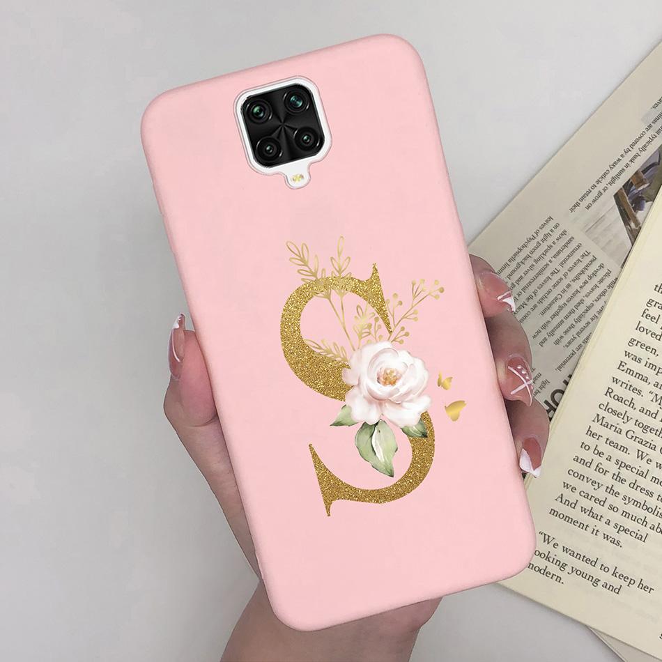 For Xiaomi Redmi Note 9 Pro Case Flowers Letters Silicone Soft TPU Back Cover For Xiomi Redmi Note9 Pro 6.67'' M2003J6B2G Case