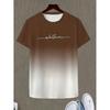 Summer Men's Gradient Color Casual Stretch Sports T-shirt, Round Neck Tee Shirt For Fashion