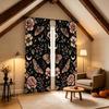 2PCS Digital Printed Curtains, Vintage Moths Flowers Crescent Moon Stars, Dark Boho Botanical Witchy Window Decor Living Room