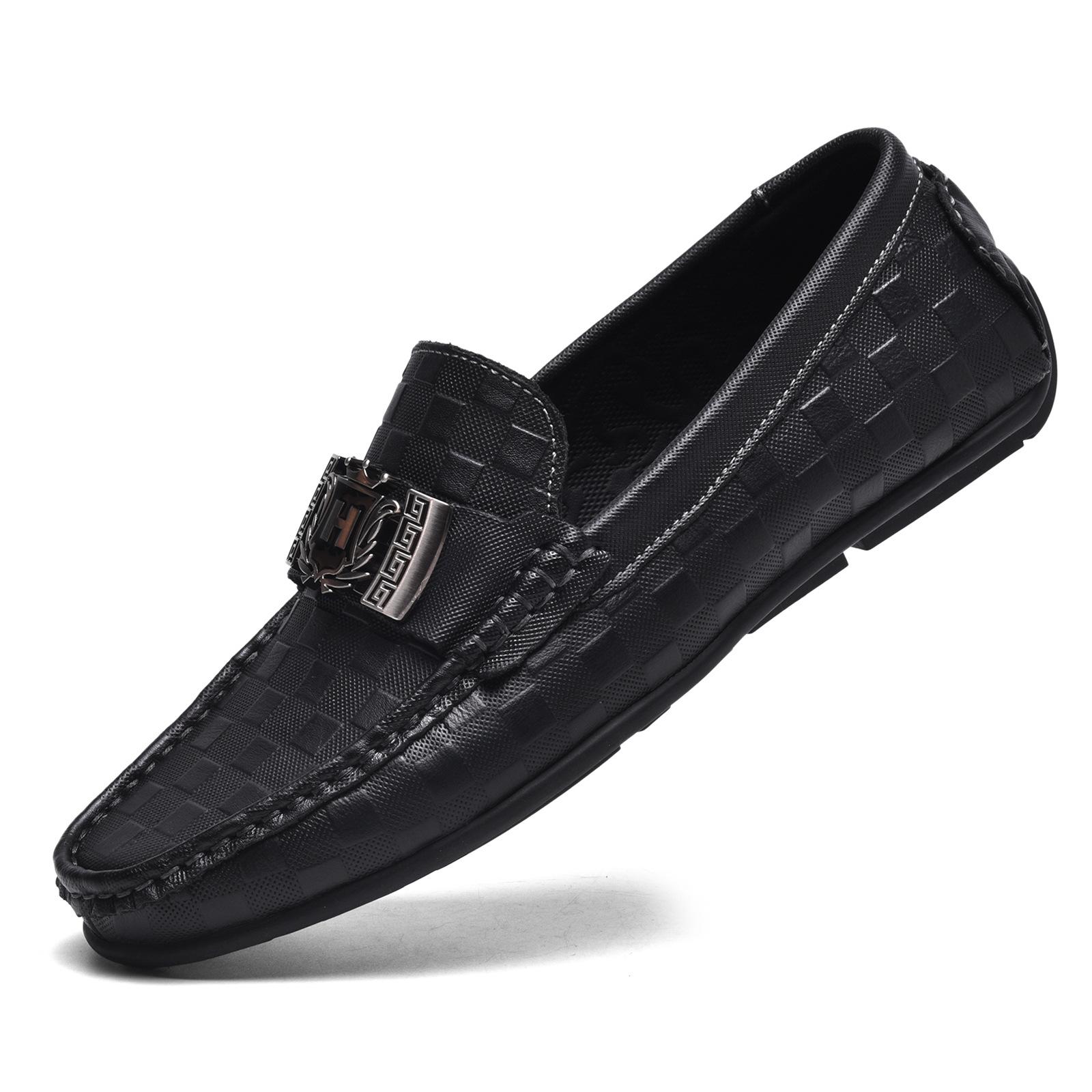 High-end leather beanie shoes lazy driving shoes British casual men s leather shoes driving shoes 38