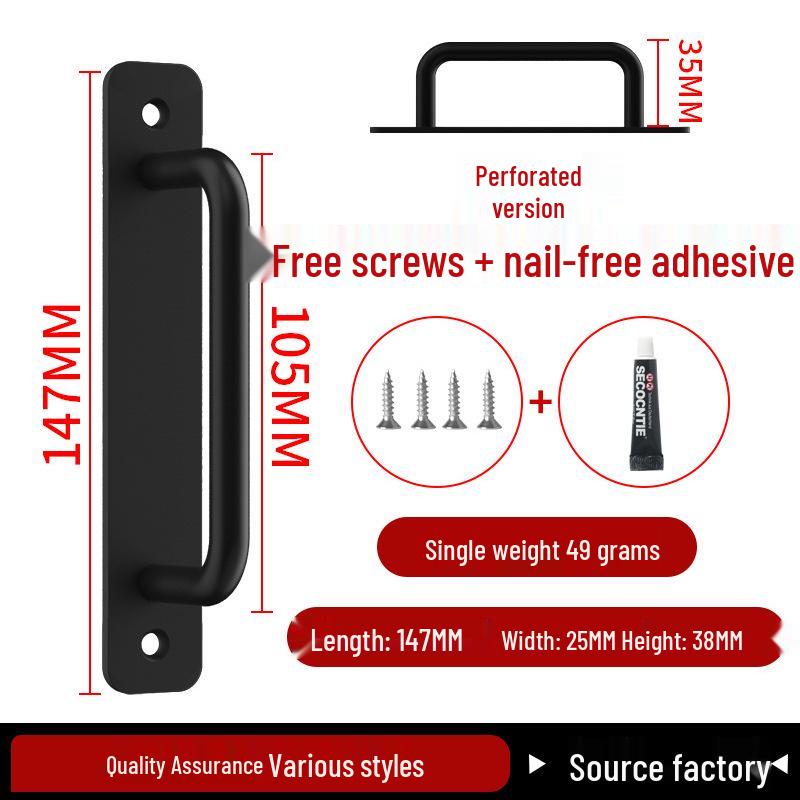 Aluminiumlegering Deurklink zonder Boren voor Glazen, Stalen, Kunststof Balkon-, Schuif- en Kastdeuren