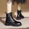 Chain Thick -Soled Ankle Boots Single Boots Winter Fleece Thick -Soled Tight Boots Lace -Up Low -Top Women Shoes New British Style