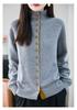 2025 Autumn/Winter Women's Soft Raccoon Fur Stand Collar Single-Breasted Sweater