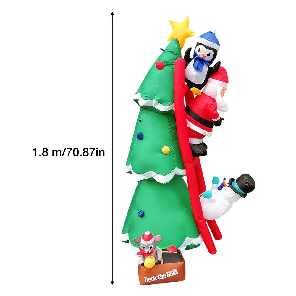 6FT Height Iatables Green Tree Christmas Tree Blow Up Outdoor Sitting With Santa Claus Snowman Sledding Together LED Iata