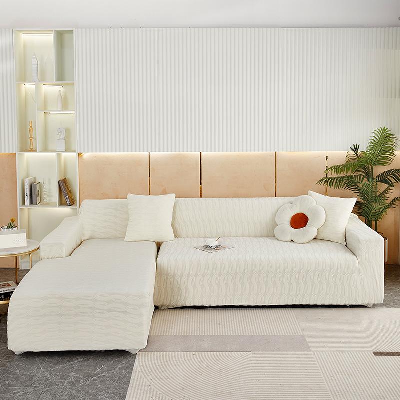 High-end Elastic Solid Color Thick Needle Thickened Jacquard Sofa Cover Embossed Dust Cover All-inclusive Sofa Cover