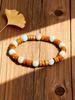 Healing Beaded Bracelet Natural Stone Vintage Yellow Wood Slice & Shoushan Stone Bead for Energy Reiki & Spiritual Charm Jewelry