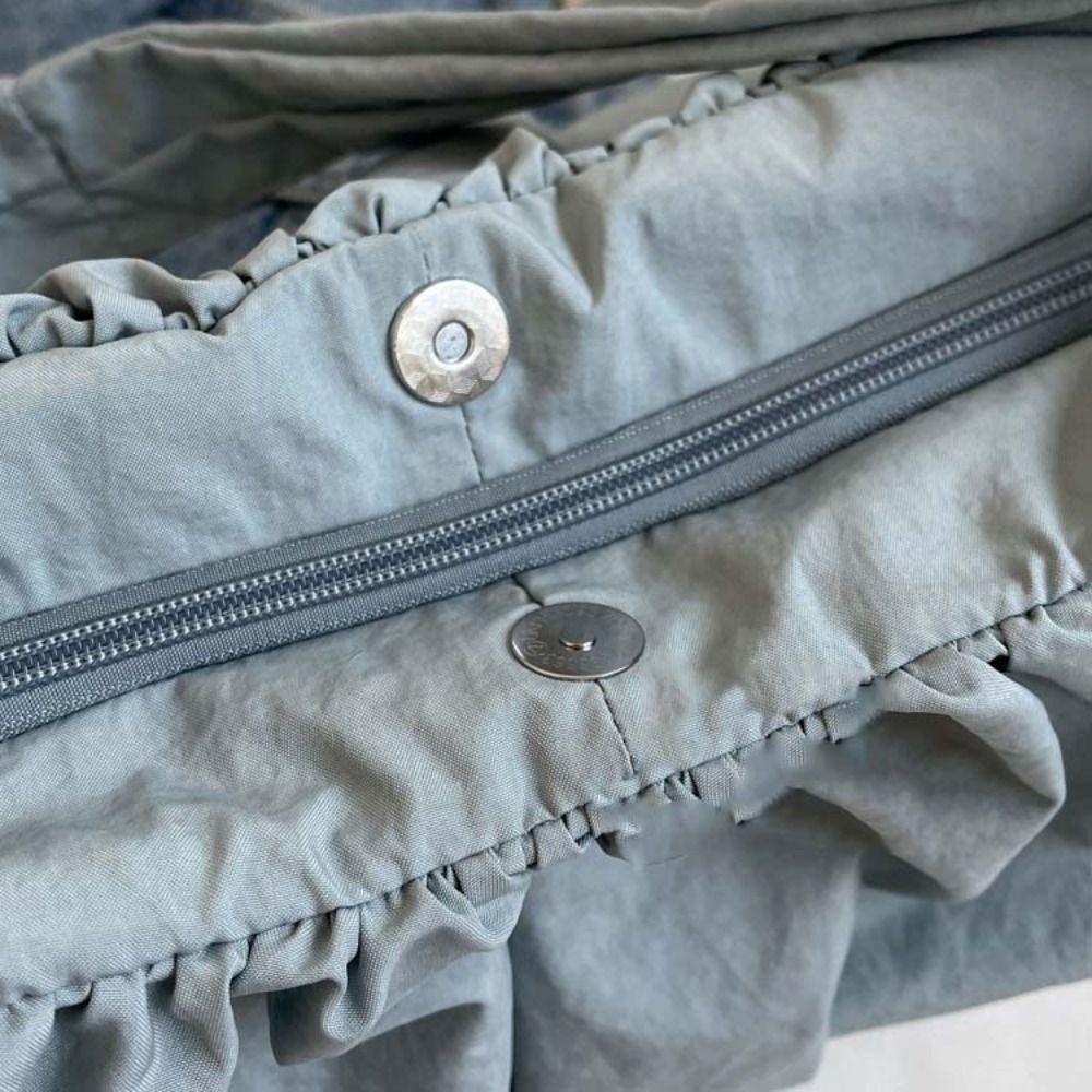 Kordelzug Canvas Umhängetasche Plissiert Lässige Unterarmtasche Handtasche Wolken Crossbody Tasche Mädchen