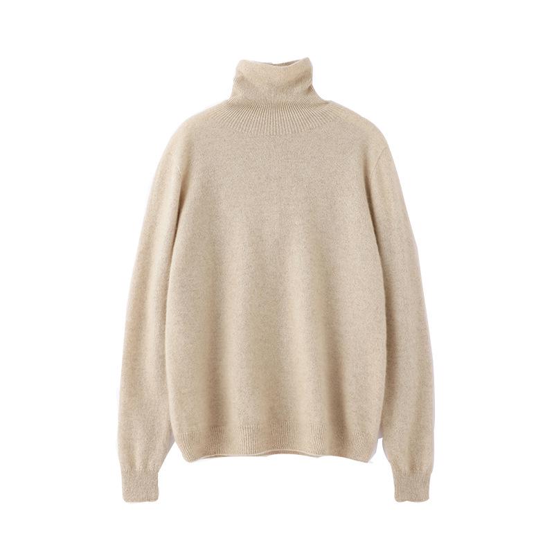 Women's High Neck Cashmere Sweater - Versatile Seamless Knit Pullover