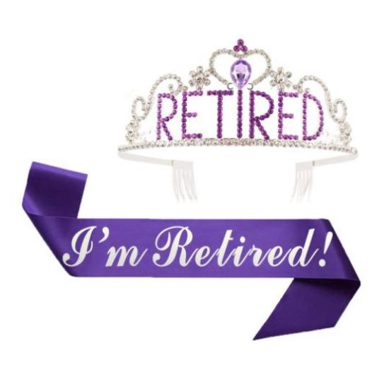 Graduation Party Crown Strap Set Letters RETIRED Diamond Crown Retirement Party Headpiece