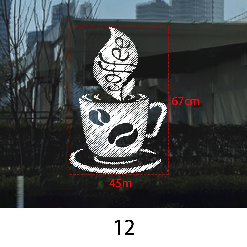 Coffee Shop Wall Sticker Cafes Ice Cream Bread Cake Wall Art Decals DIY Restaurant Milk Tea Shop Decor Sign Window Glass Film