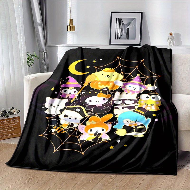 1pc Sanrio Cute Halloween Characters Home Decor Flannel Blanket: Perfect Gift for Bedroom, Living Room, Travel, Camping, Car, Beach, Office Nap, Ideal
