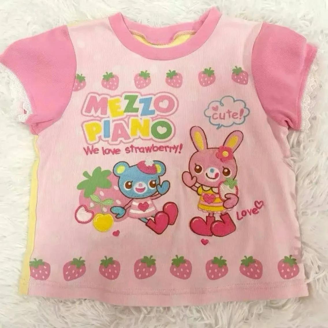 

Японские майки с мультяшным принтом Женские Летние Кавайные Милые Майки с бантом Фея Кружевная Лоскутная Вышивка Майки Y2k Эстетика XS