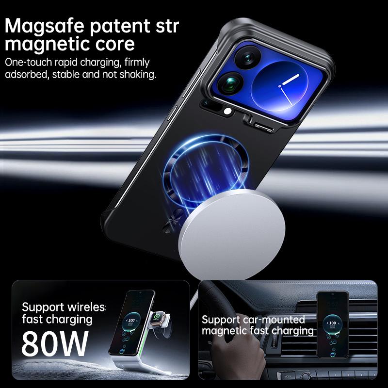 Ultra Thin Metal Lens Holder for Magsafe Magnetic Phone Case for Xiaomi Mi 17 15 14 Pro Max Solid Matte Frameless Hard PC Cover