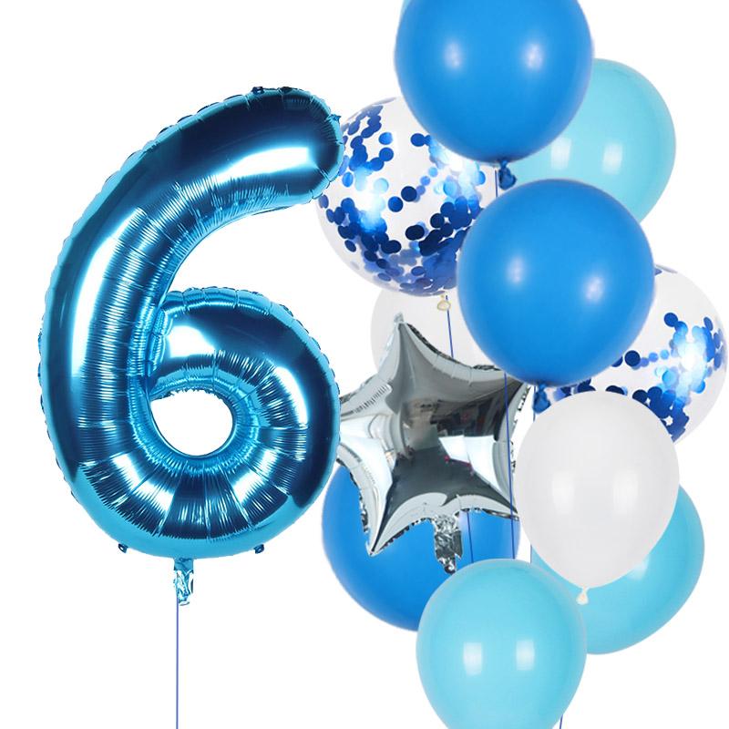 12 bucăți baloane pentru ziua de naștere pentru băiat Balon confetti din latex albastru 40 inch Număr de decorare pentru baloane Copii 1 2 3 4 5 6 7 8 9 Petrecere de aniversare
