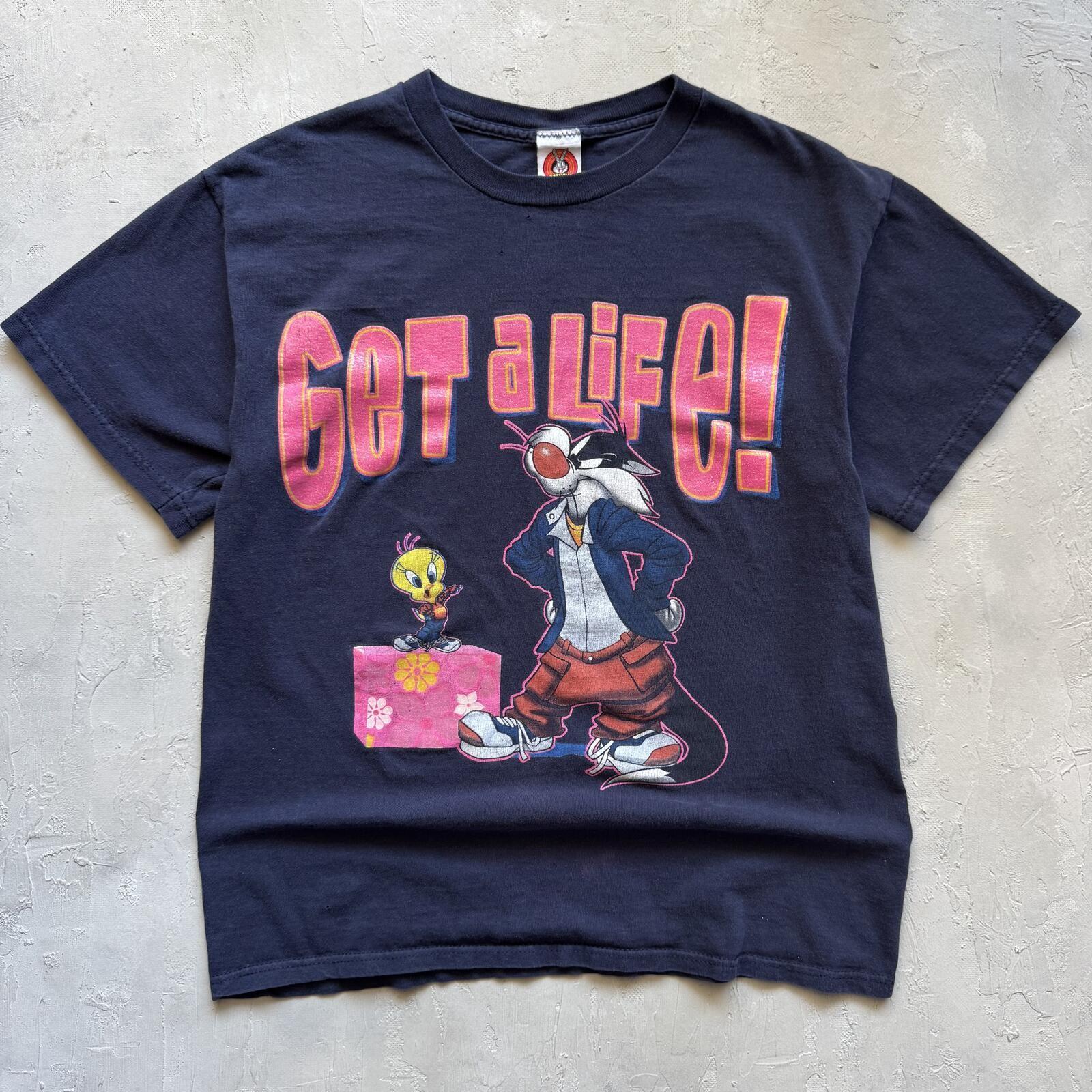 Vintage 1990s Looney Tunes Tweety Sylvester Get A Life Funny Blue T Shirt Unisex T-Shirt M