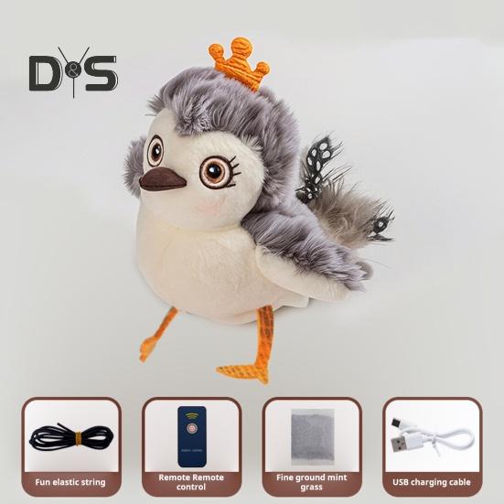 Flapping Bird Cat Toy Interactive Chirping Bird Catnip Toy with Lifelike Sound Touch Activated Rechargeable Bird Cat Kicker Toy for Indoor Cats