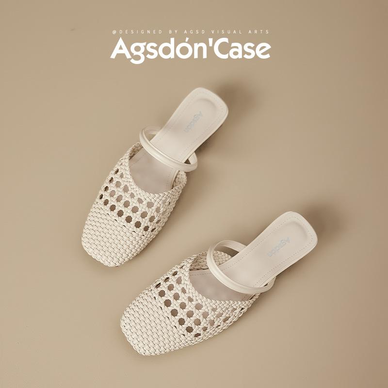 Augustine Baotou Slippers Women's 2025 New Summer Wear Woven Pig Cage Sandals with Skirt Thick Heel Slippers