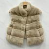 Autumn and winter new imported whole leather chinchilla pattern Rex rabbit hair short stand-up collar vest fur jacket women