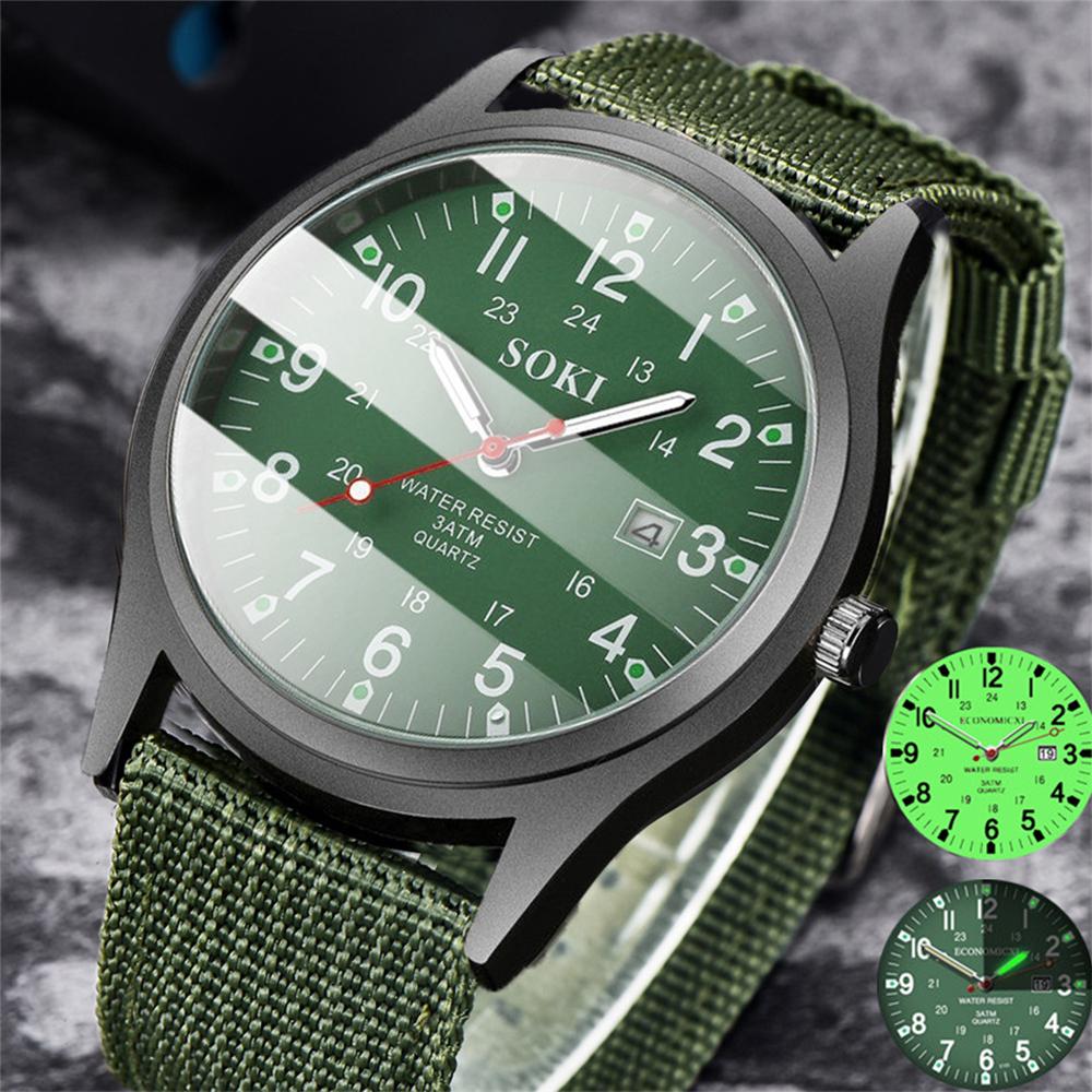 Fashion Mens Watches Luminous Hands Clock Luxury Military Sports Date Quartz Wristwatch Men Casual Nylon Watch relogio masculino