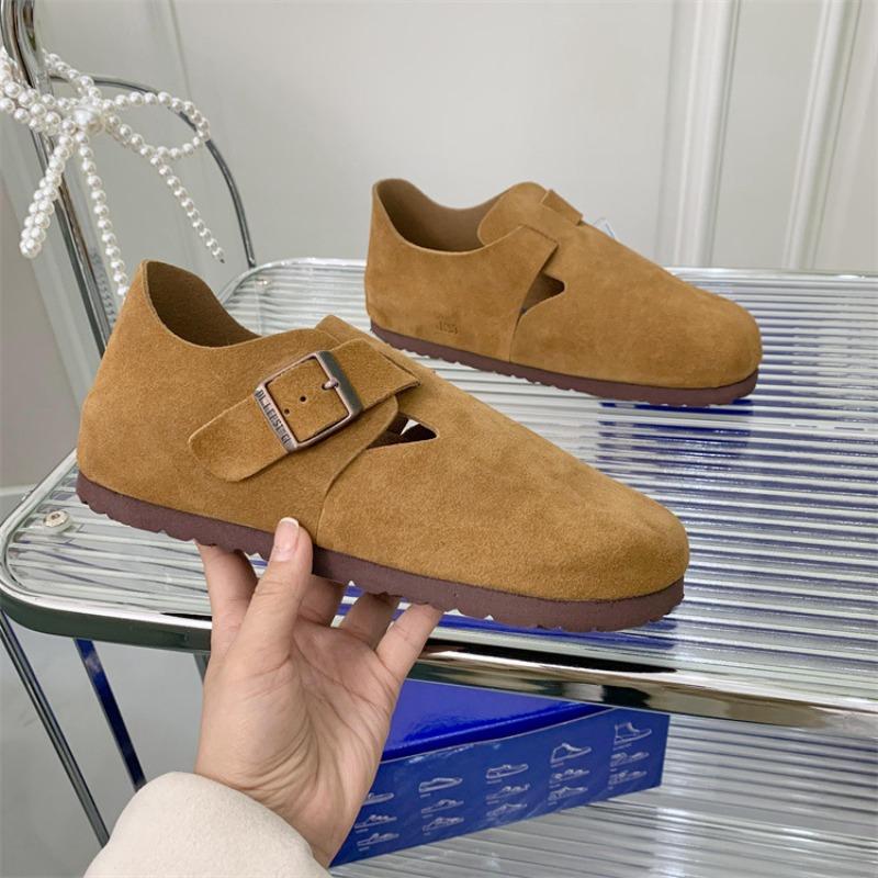 Spring and Autumn leather bag head cork thick sole one pedal lazy shoes all-inclusive single shoes women's