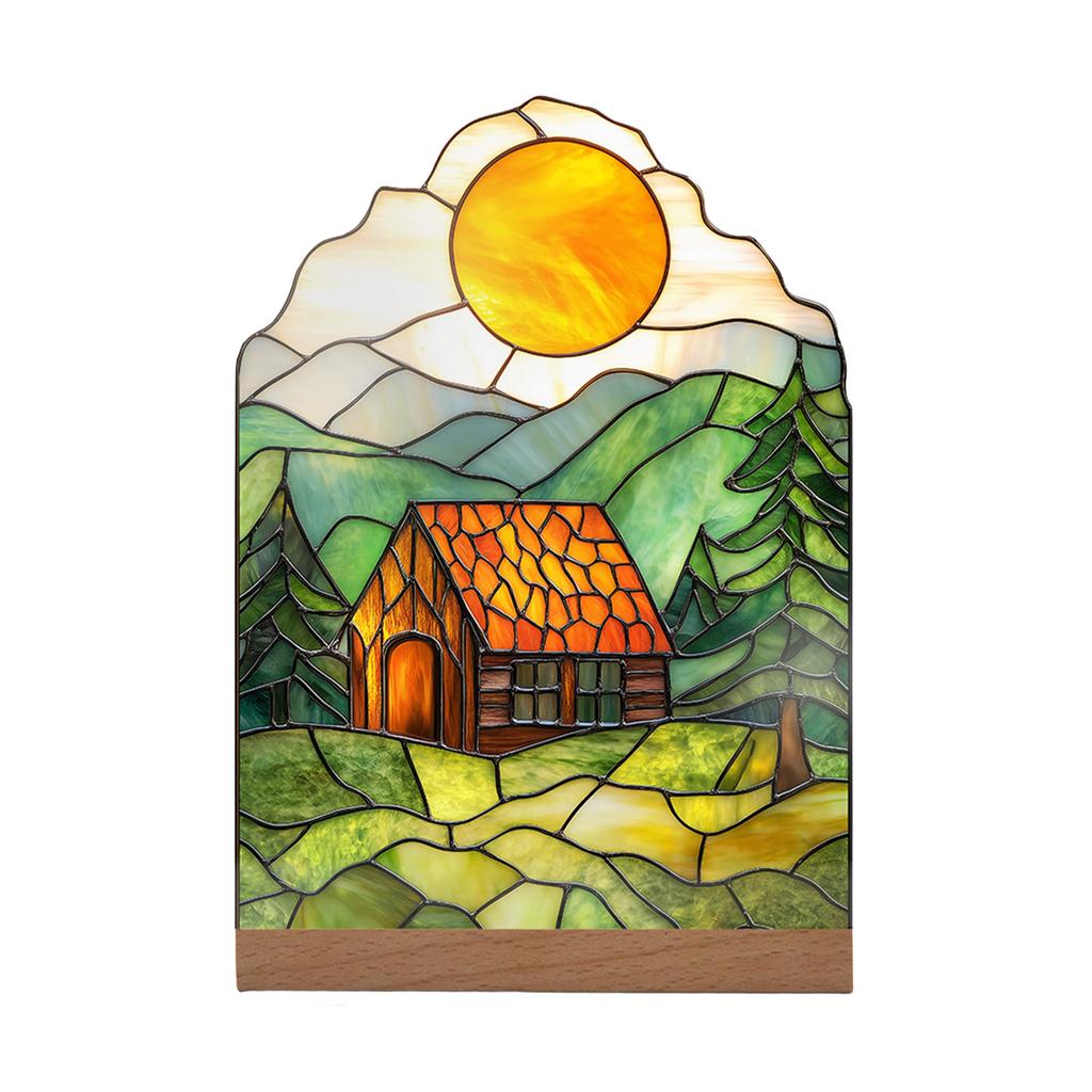Minimalist 2D Flat Decorative Piece With Base, Multi Colored Acrylic Craft, Suitable For Desktops, Bookshelves, And Other Artistic Decorations.