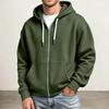 Men's Full Zip Hoodie Drop Shoulder Sleeves, Casual Long Sleeve Sweatshirt for Everyday Wear