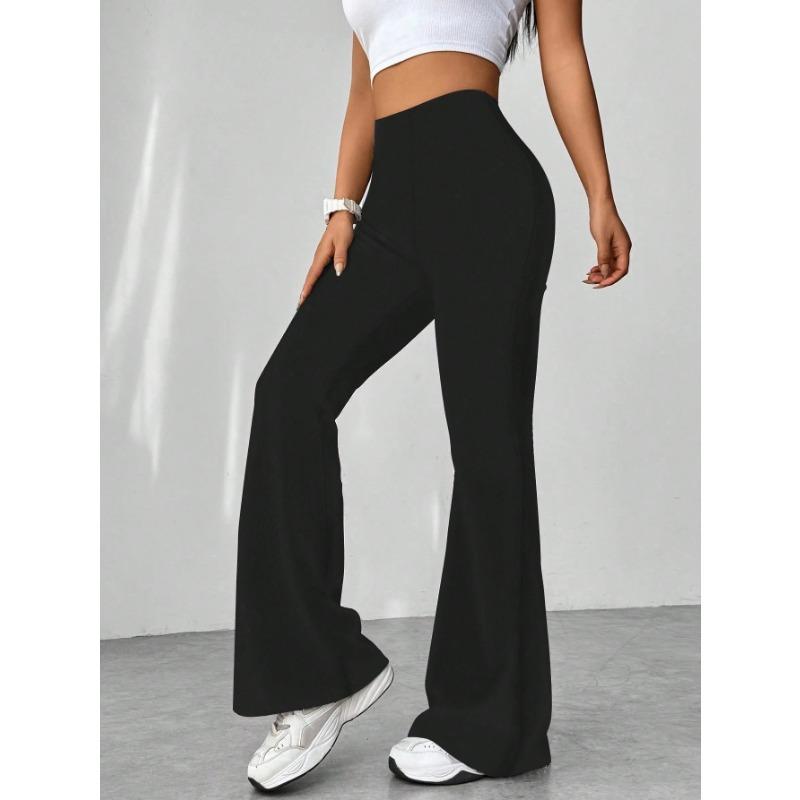 DAFIFY Women's Fashion Casual Solid Color Print High Waist Trousers Pants & Capris
