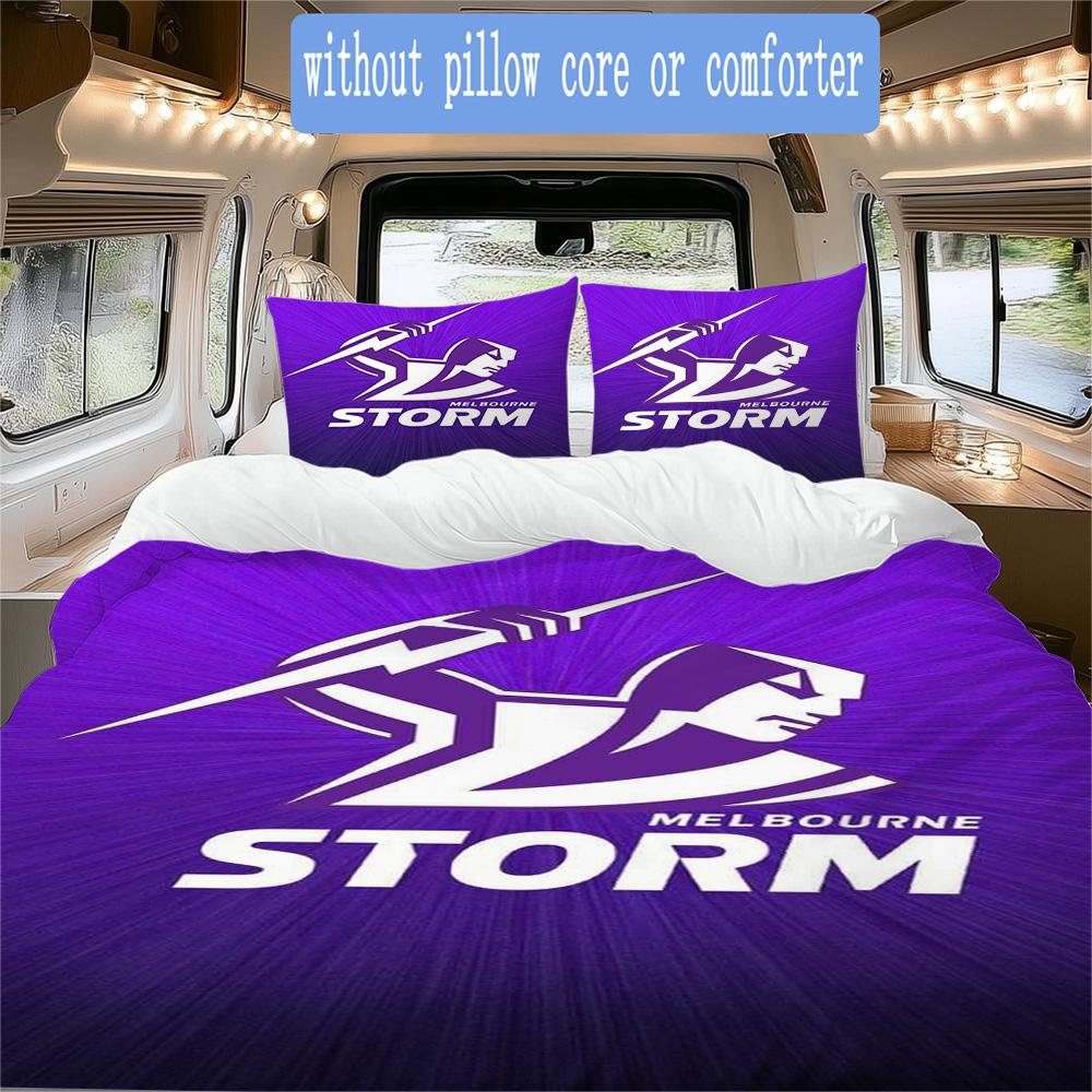 Melbourne Storm Print Pattern Bedding,Quilt Set Quilt Cover Pillowcase Home Birthday Gift (1*duvet Cover+2*pillowcase,without core)ZSJT0917325
