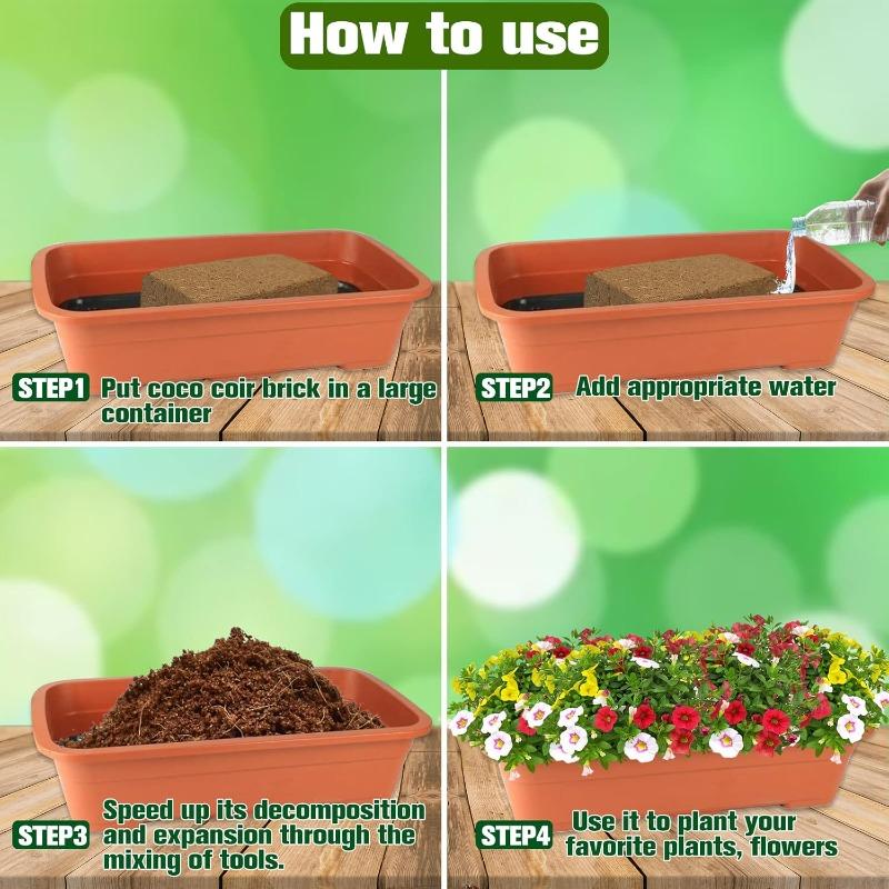 100% Bio Premium Kokosziegel, Natürliches Kokosfasermoor Substrat, Ökologisches Pflanz-Garten-Topf-Wachstumsmedium