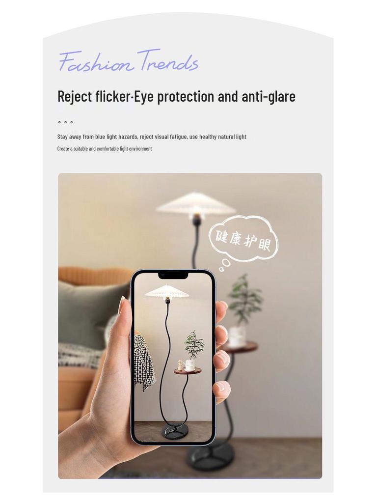 Multi-Function Floor Lamp with Wireless Charger & Coffee Table