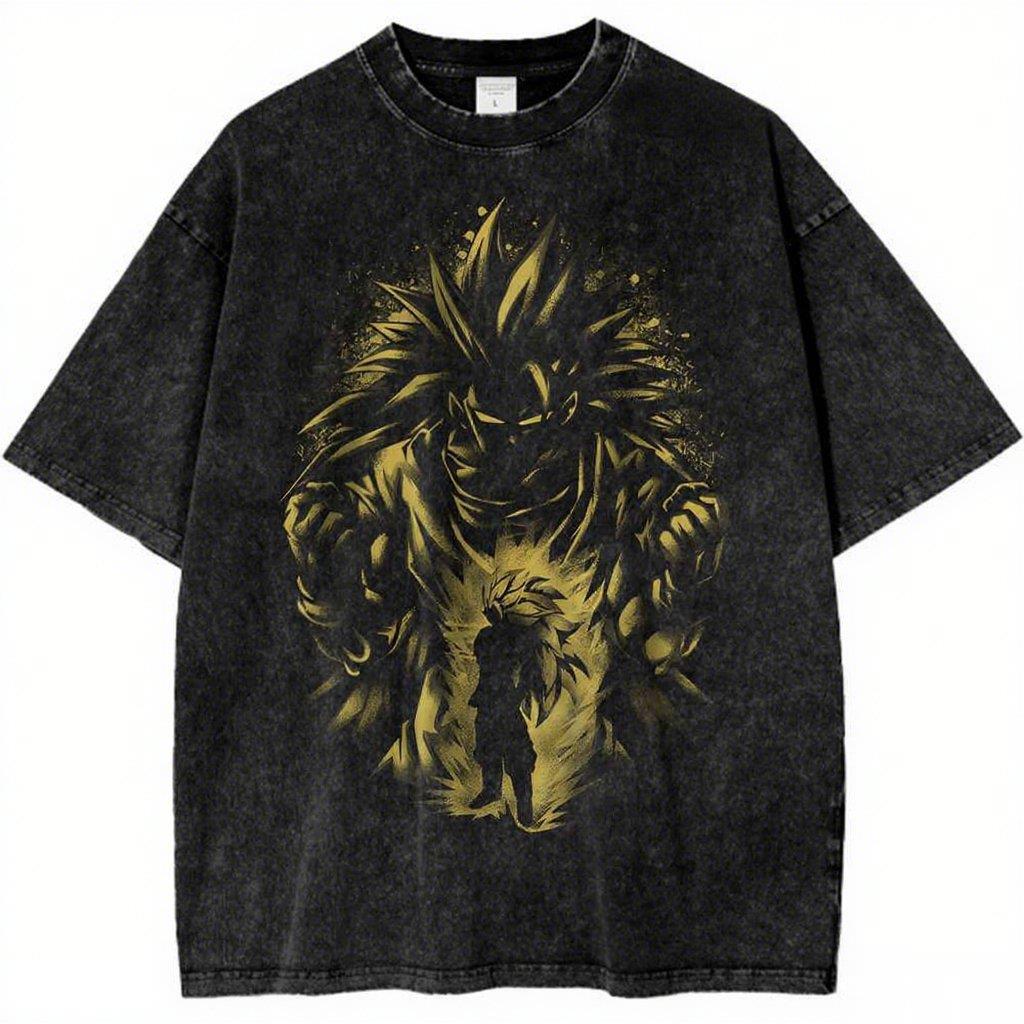 Dragon Ball Super Saiyan Gohan Printed Tshirt Mens and Womens Washed Tshirt High Quality Vintage Cotton Tshirt Tops