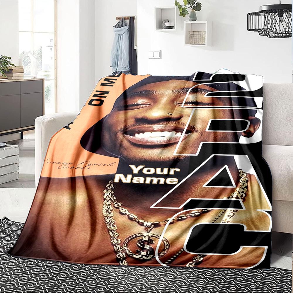 2pac Personalized Text Blanket Multi-purpose Customizable Blanket Soft Warm Cozy Throw For Livingroom Living Room Bed Picnics for All Occasions