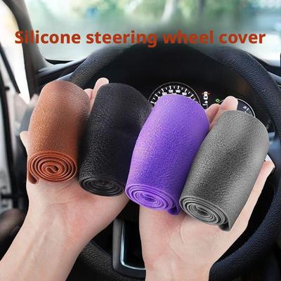 Universal Car Steering Wheel Cover Elastic Glove Silicone Soft Texture Multi-color Anti-slip Car Decoration DIY Accessories