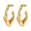 Stainless Steel Metal Twisted Hoop Earrings for Woman Vintage Gold Color Irregular Earrings Waterproof Jewelry Gifts