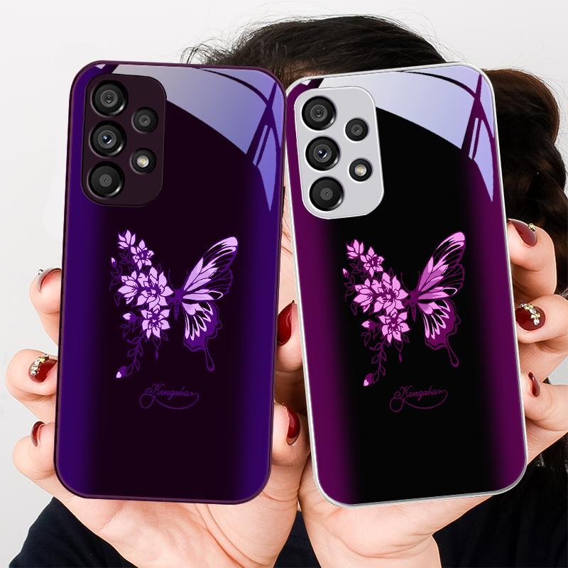 Verde Mariposa Pentru Samsung Galaxy Note 8 9 S10 Plus S20 S21 FE S23 Ultra A70 72 73 50 51 52 53 Carcasă Telefon din Sticlă Călită
