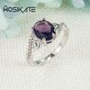 WOSIKATE Luxury   CopperAmethyst Zirconia Gemstone Ring For Women Fashion Jewellery Engagement Gift Finger Ring