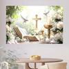 1 Piece, 2D Flat Design, "God's Blessing" Themed Backdrop - Polyester Party Decoration (including Cross and Bible Pattern), Wsj