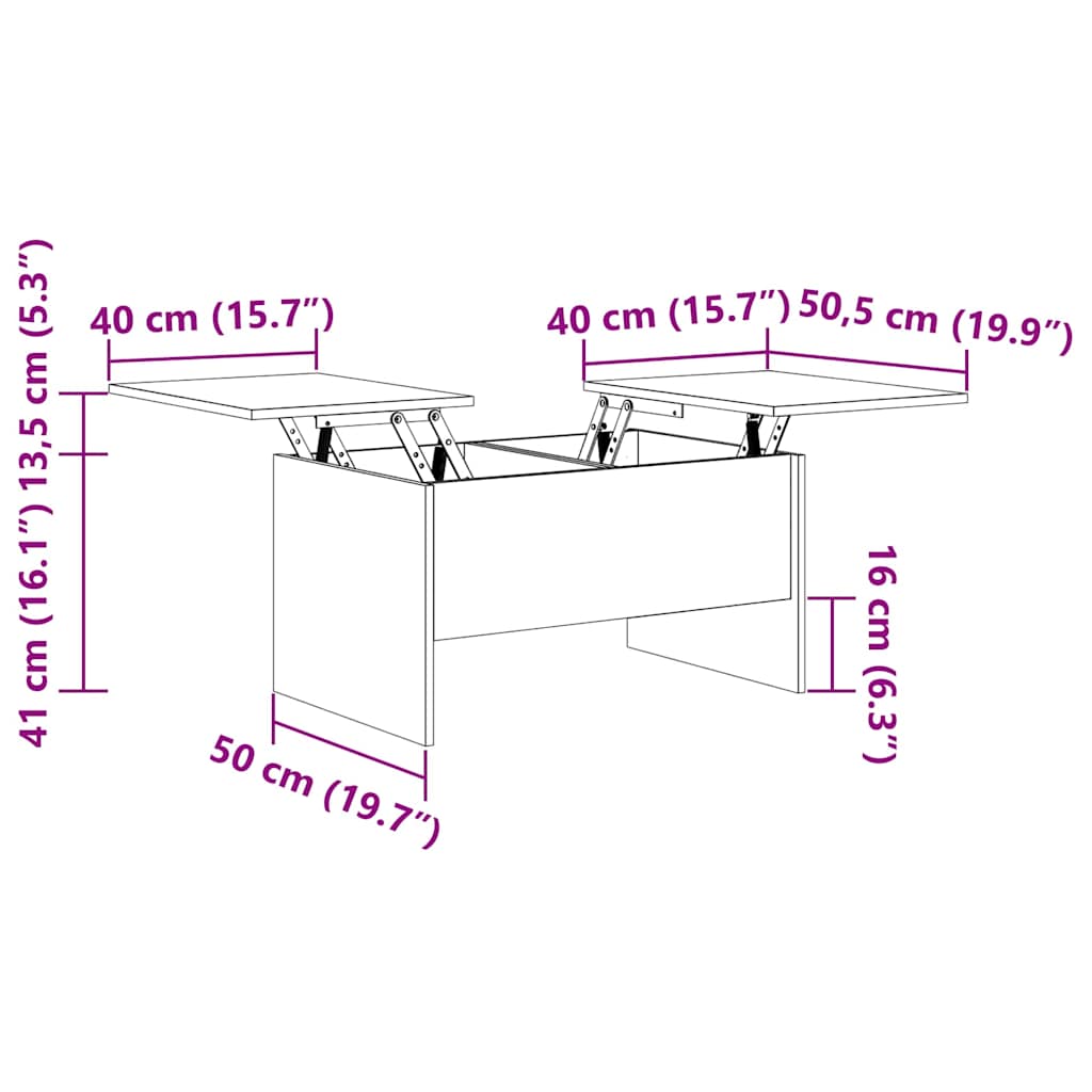 Artisan Oak Coffee Table 102 X 50.5 X 46.5 Cm Particleboard