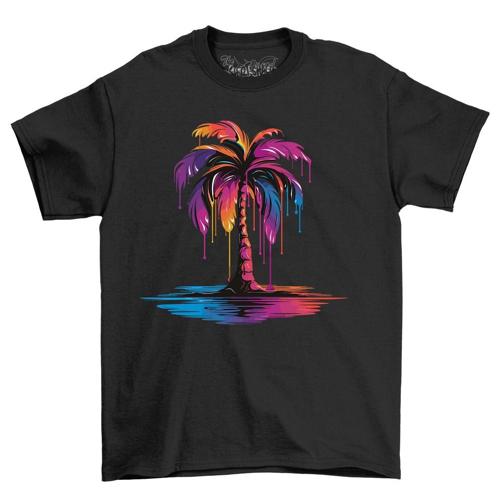 Palm Tree Paint Drip Design T-shirt - Funny and Tropical! Unisex Printed Design.