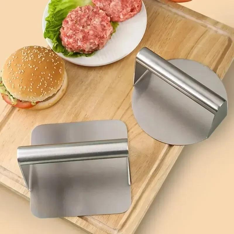 Stainless Steel Smash Burger Press Hamburger Patties Meat Masher Circular Meat Press Mold Food Processors Meats Kitchen Tools