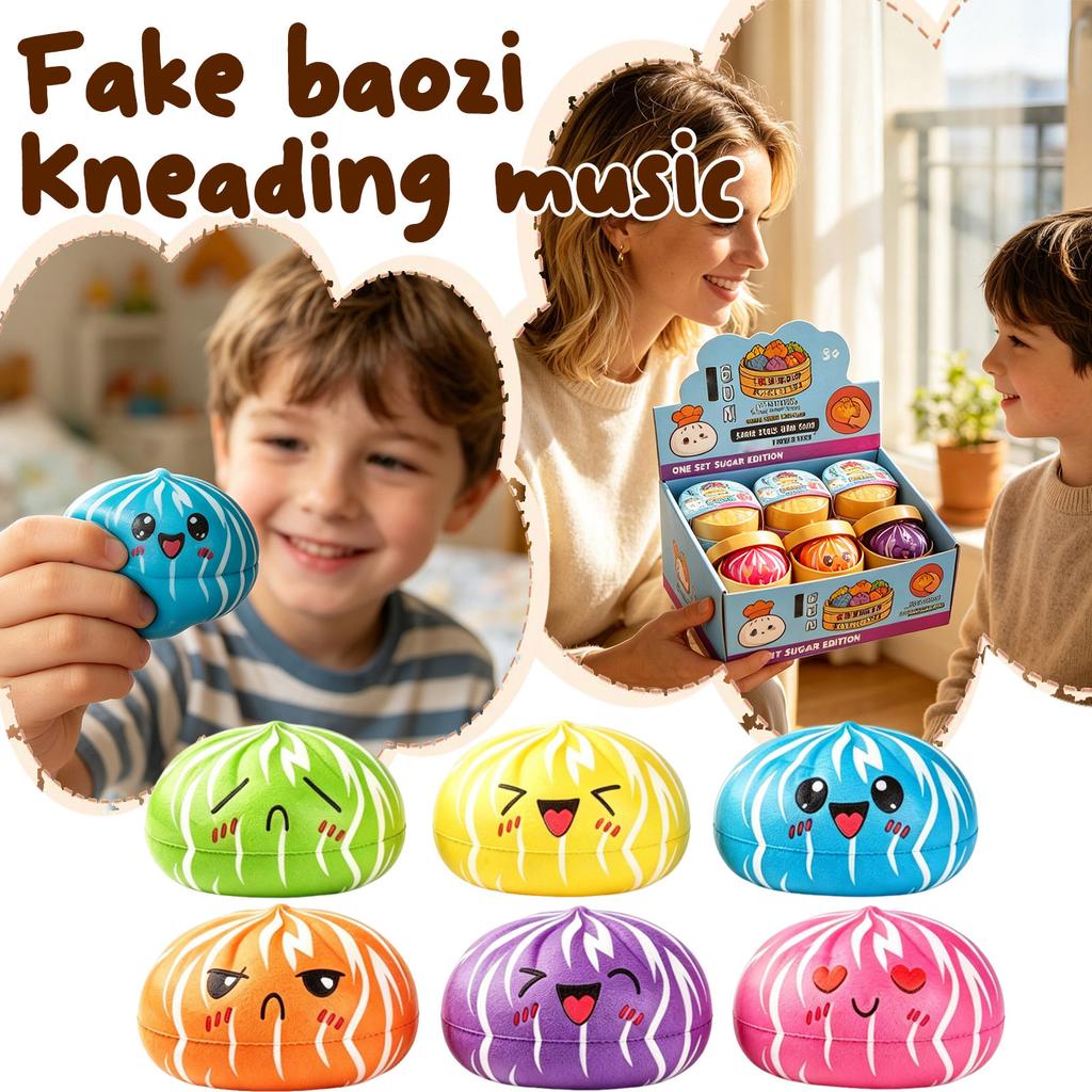 8 5cm PU Bun Toy with Steamer Set Soft Squeeze Stress Relief Toy for Office Home Desk Decoration and Collection