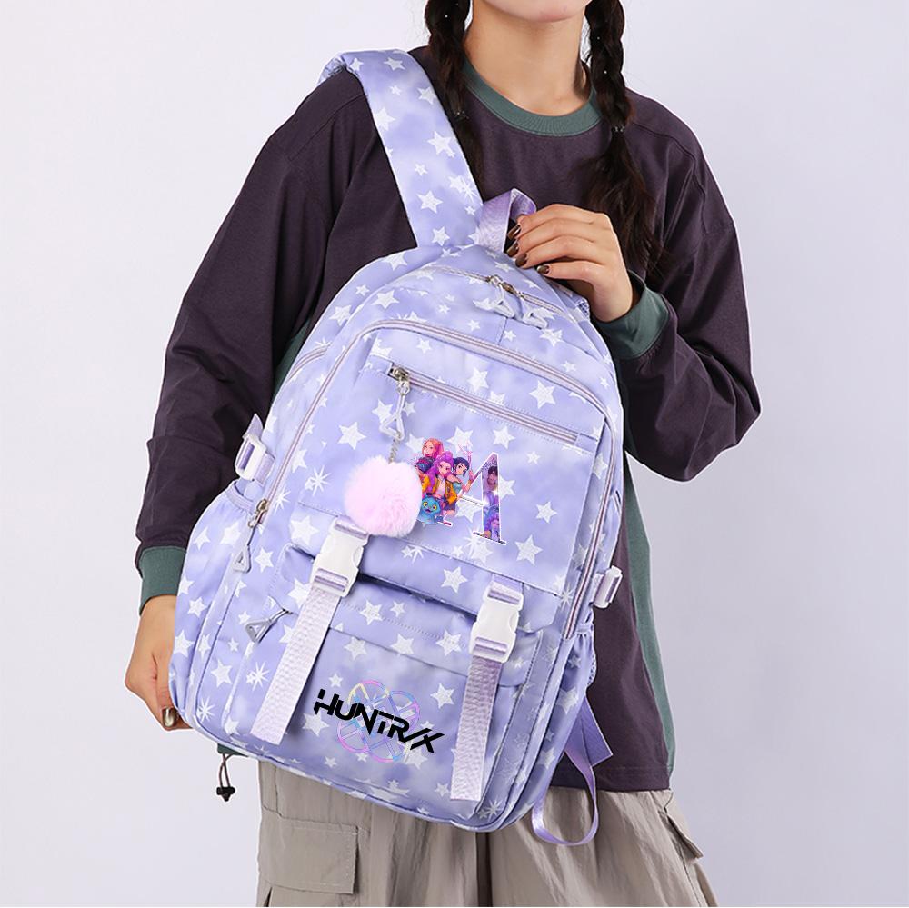 Cute 26 English Letters Printed Backpack for Teenager Student Girl Boy Bookbag Schoolbag Large Capacity Waterproof Travel Bag Gift Rucksak